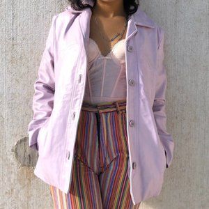 VINTAGE LAVENDER PINK LEATHER JACKET BY WILSON.